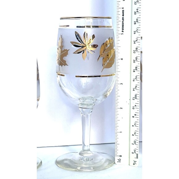 Vintage Libbey Golden Foliage Frosted Glassware – Set of 5 – 1950s Mid-Century B - Picture 9 of 16